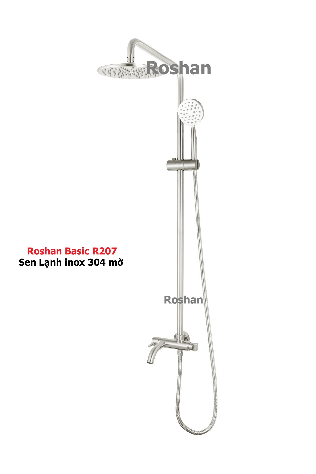 Bộ sen cây inox bóng Lạnh Roshan Premium BR207