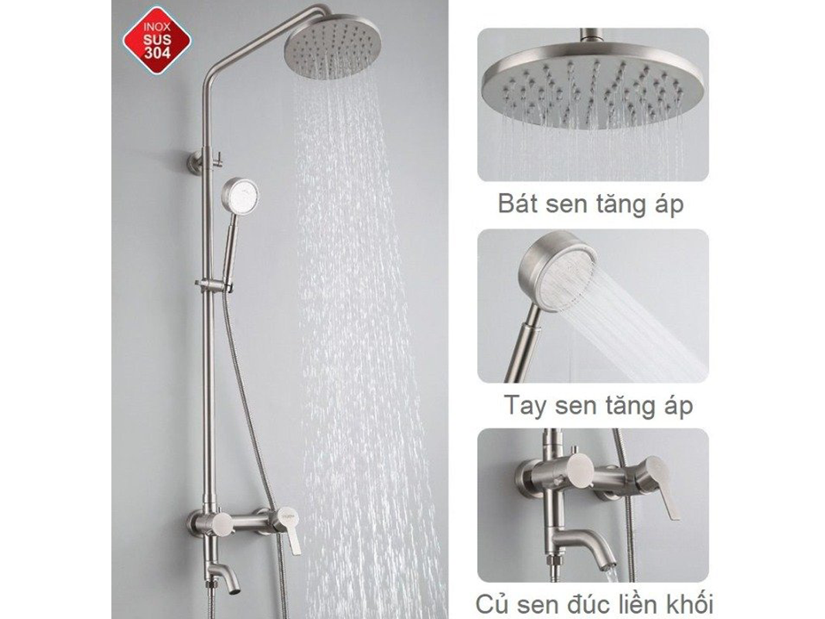 Cây sen tròn tăng áp inox 304 mờ SA-917M