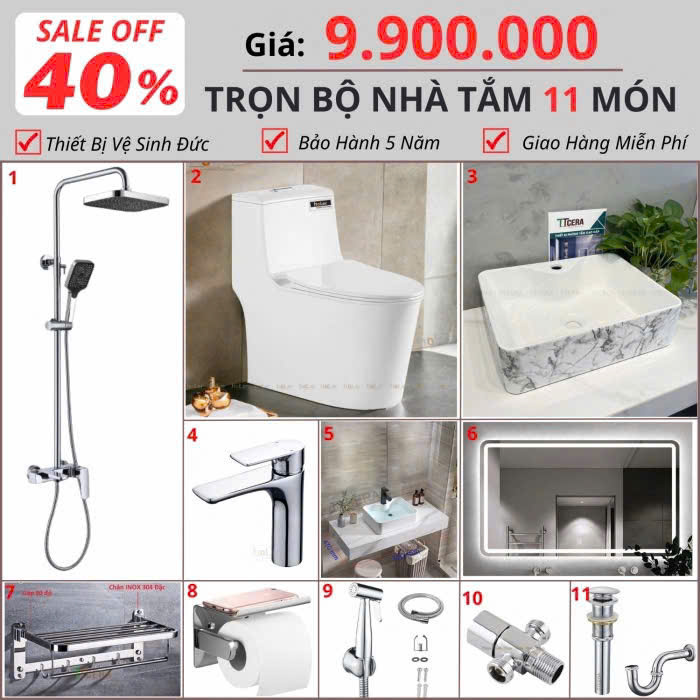 TRỌN BỘ NHÀ TẮM 11 MÓN 