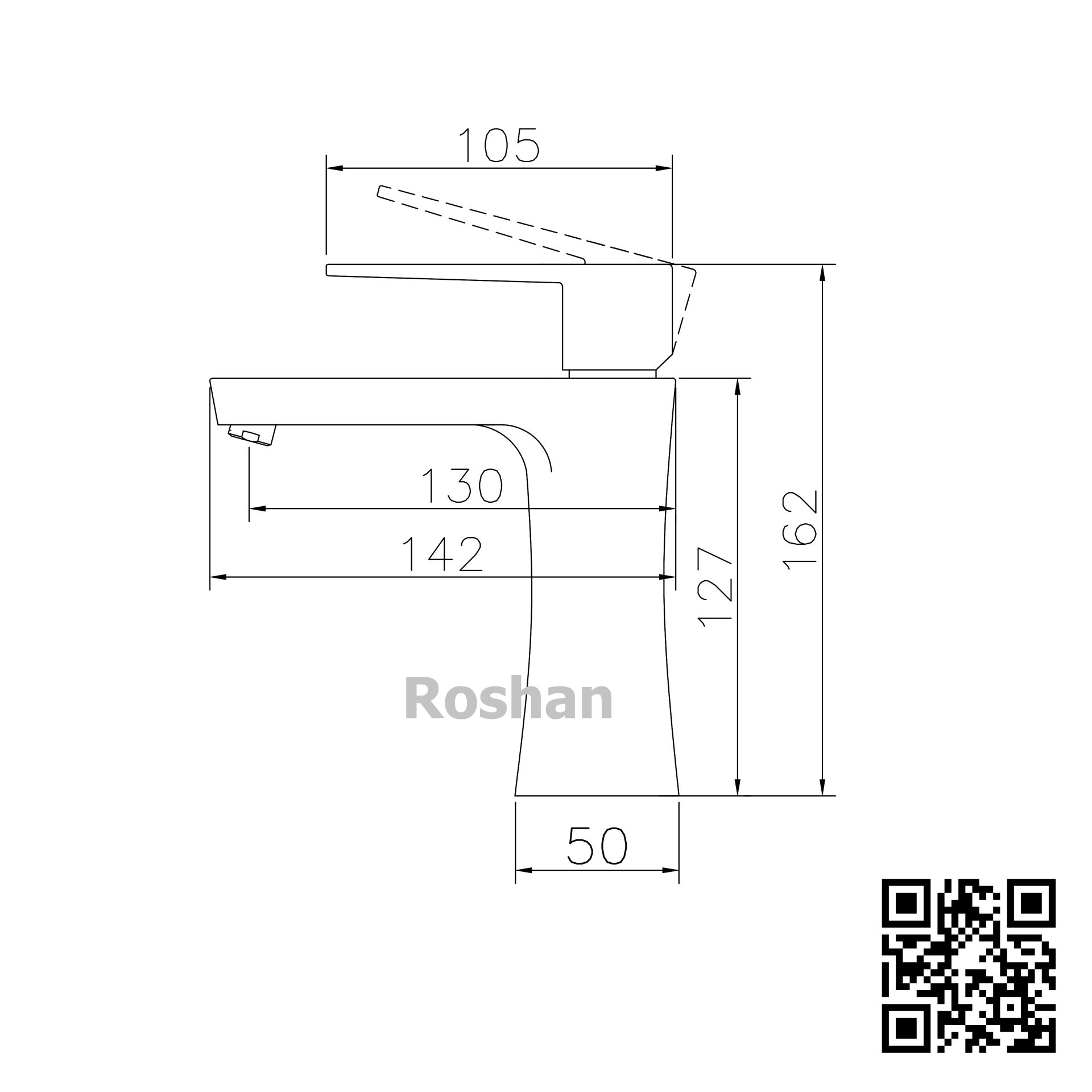 Vòi Lavabo inox bóng Nóng Lạnh Roshan Premium BR401