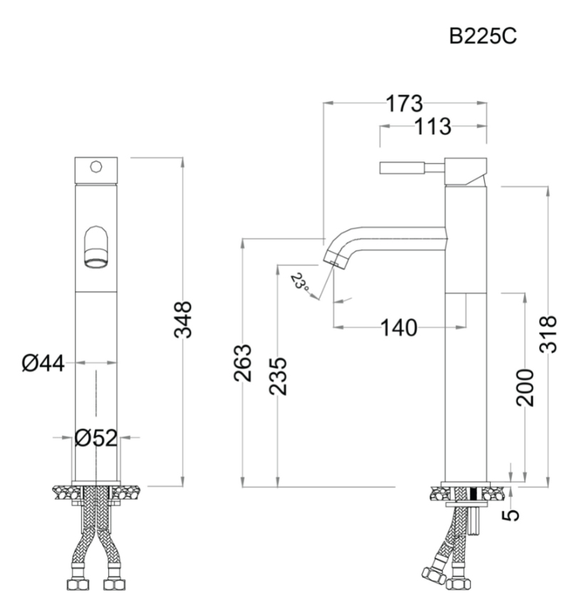 Vòi Chậu Nóng Lạnh Caesar B225CU