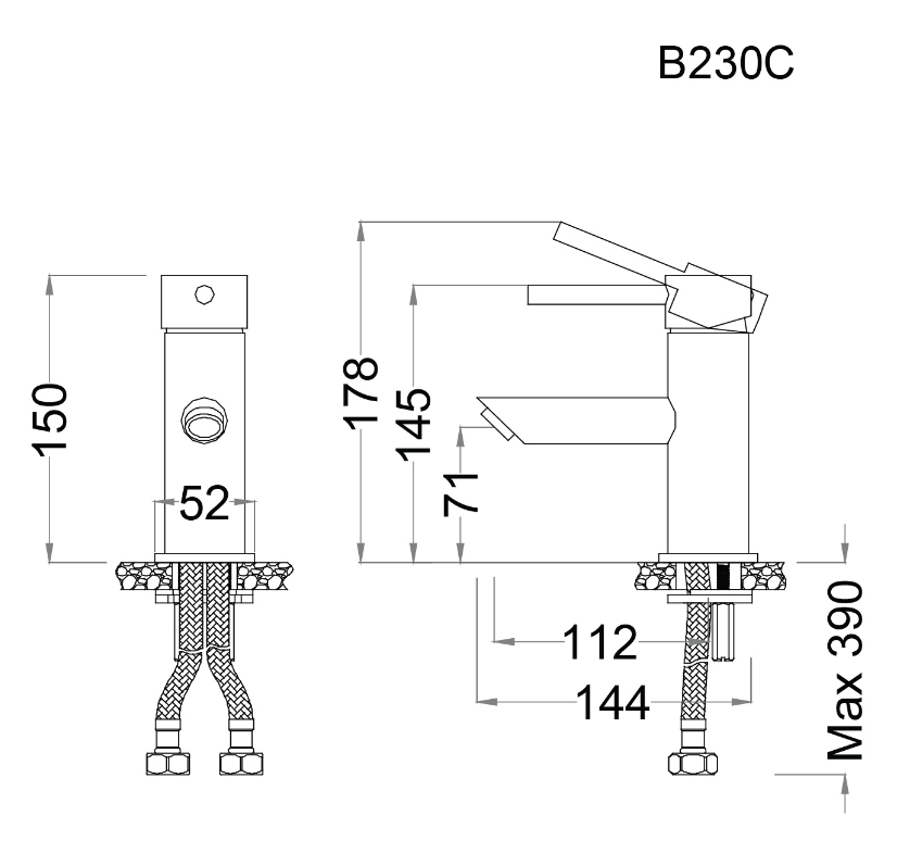 Vòi Chậu Nóng Lạnh Caesar B230CU