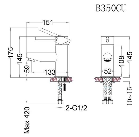 Vòi Chậu Nóng Lạnh Caesar B350CU