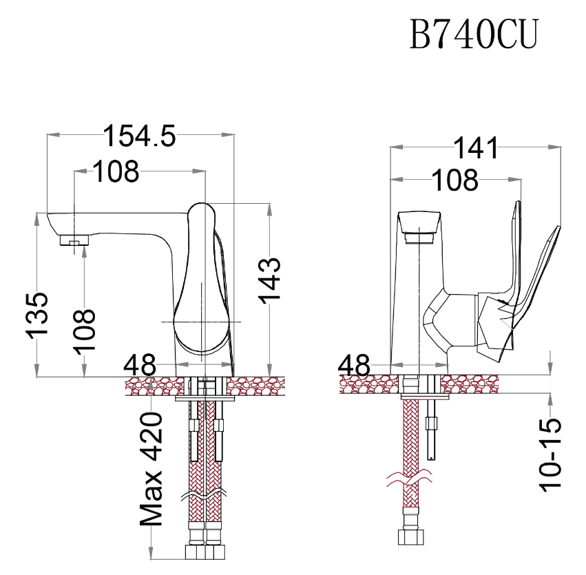 Vòi Chậu Nóng Lạnh Caesar B740CU
