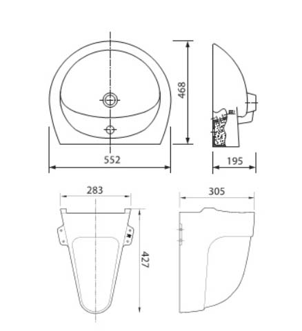 Lavabo Treo Tường BS409 Kèm Chân BS502 (BS409 + BS502)