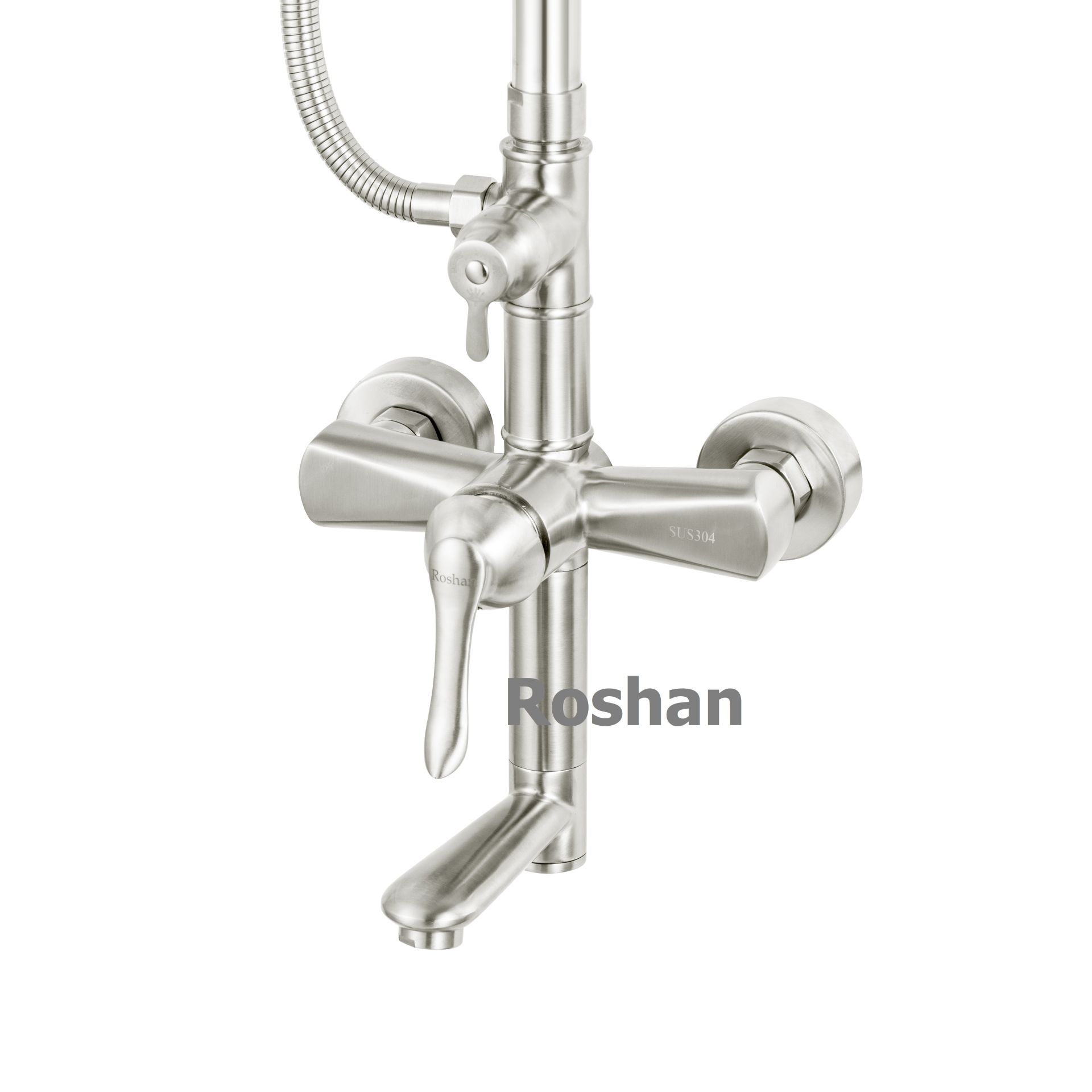 Bộ sen cây inox mờ Nóng Lạnh Roshan Basic R202