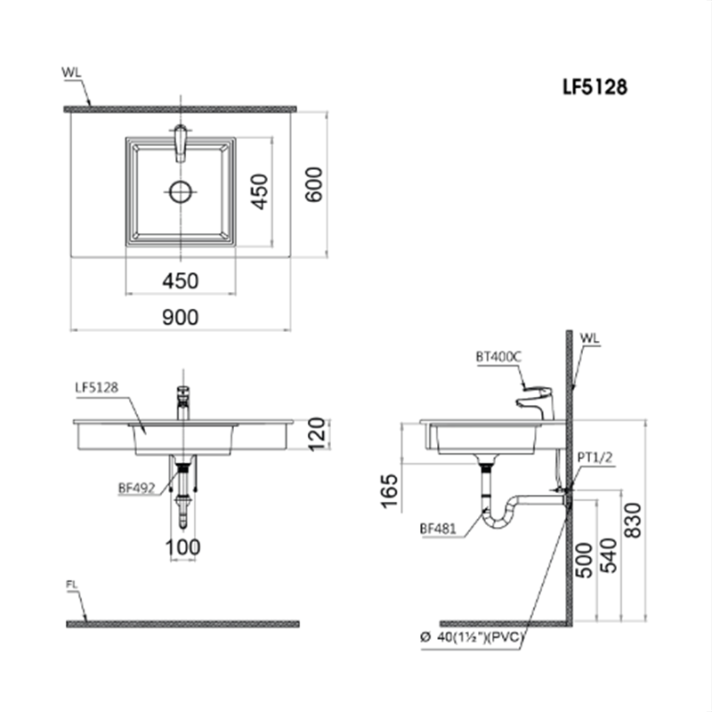 Lavabo Âm Bàn Caesar LF5128