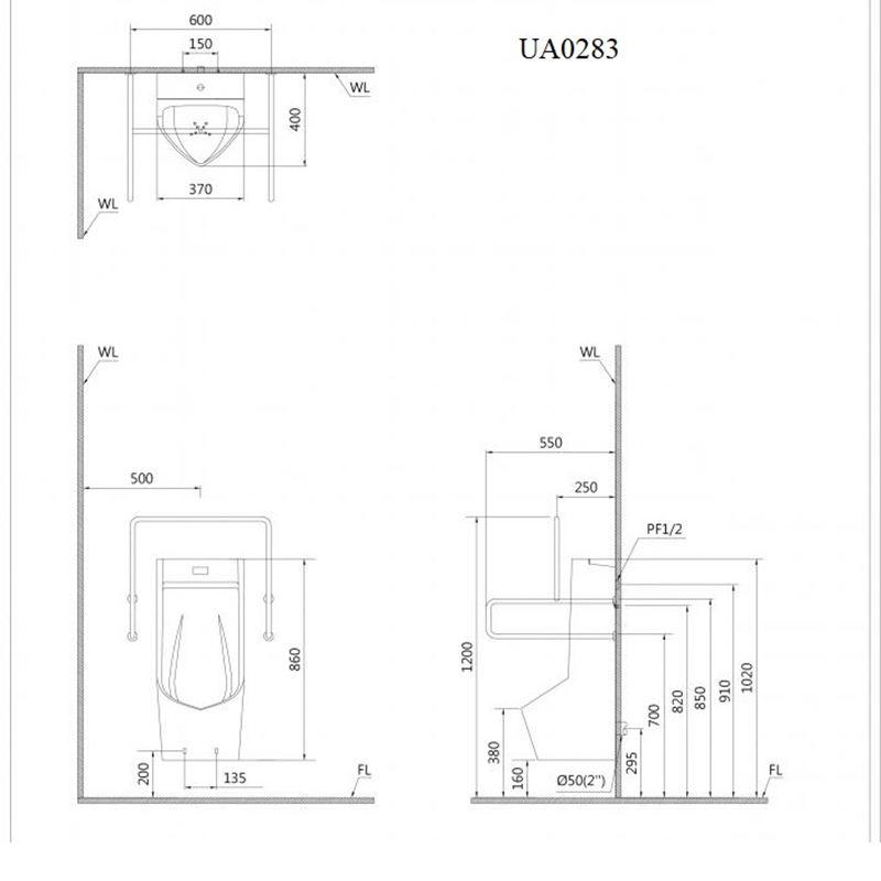 Bồn Tiểu Cảm Ứng Caesar UA0283