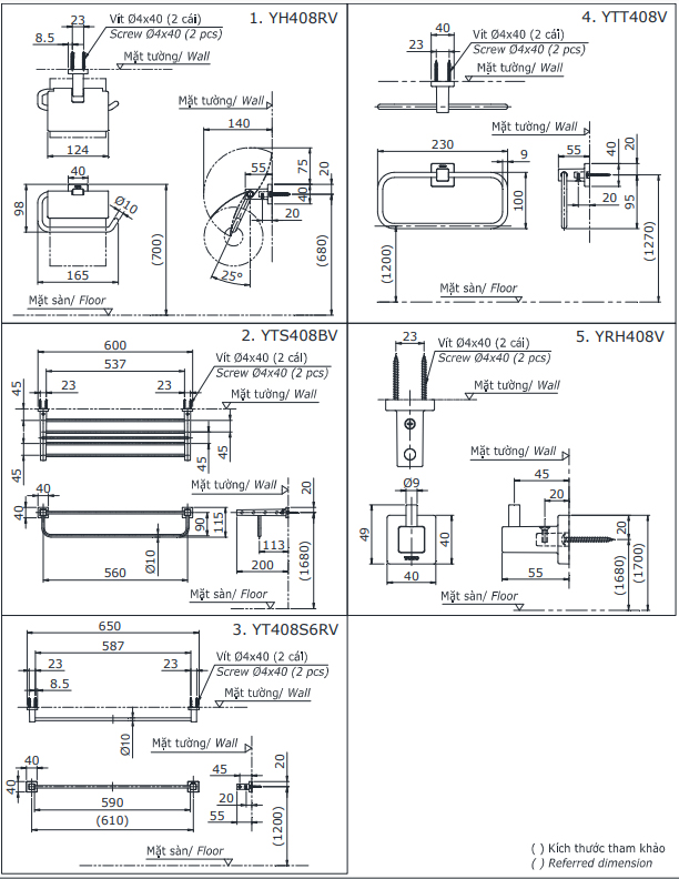 Bộ Phụ Kiện 5 Món ToTo YS408N5V