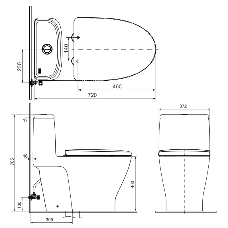 Bồn Cầu American Standard VF-1863 1 Khối LOVEN Xả Xoáy 2 Cửa