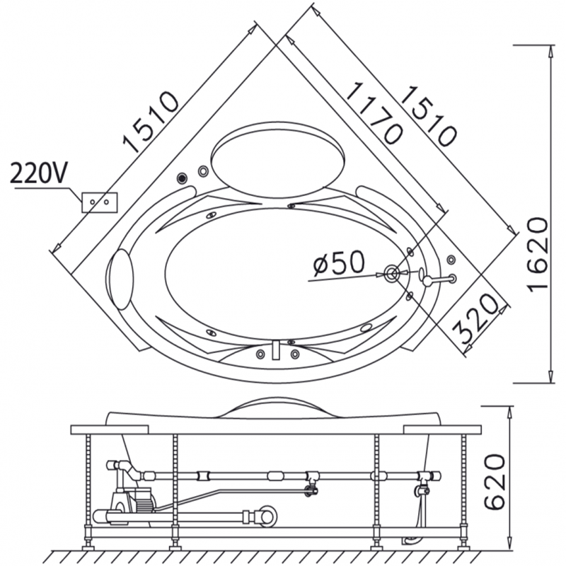 Bồn Tắm Góc Xây Caesar AT5150A