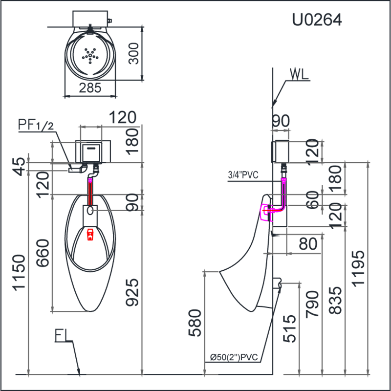 Bồn Tiểu Nam Treo Tường Caesar U026