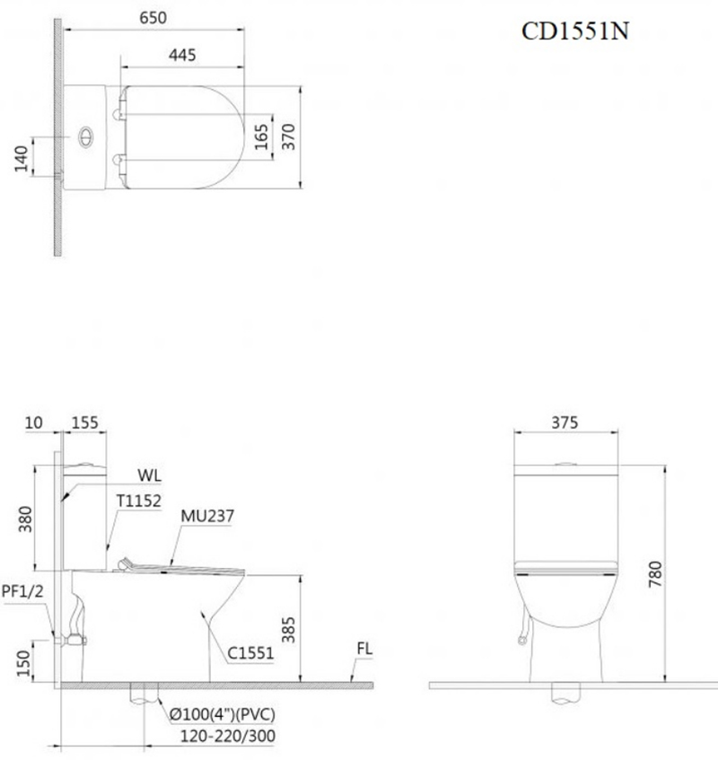 Bồn Cầu Caesar 2 Khối CD1551
