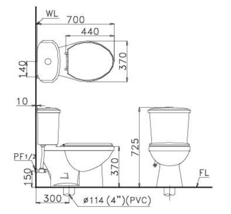 Bồn Cầu Caesar 2 Khối CTS1338