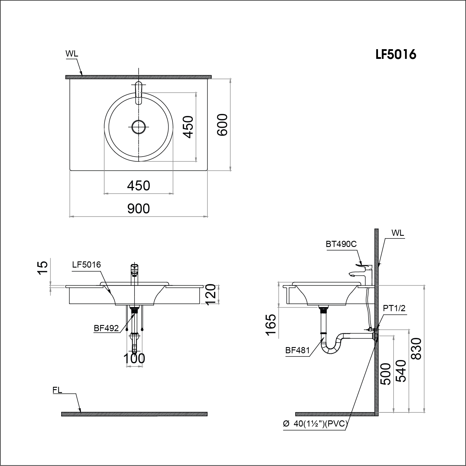 Lavabo Dương Vành Caesar LF5016