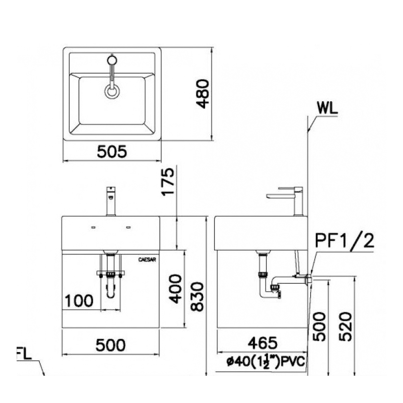 Lavabo Đặt Bàn Caesar LF5236