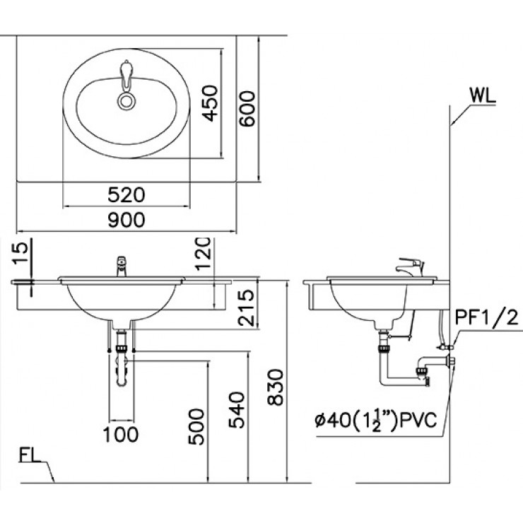 Lavabo Dương Vành Caesar L5018