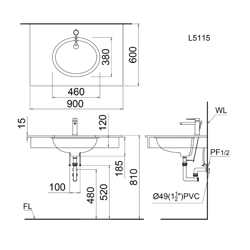 Lavabo Âm Bàn Caesar L5115