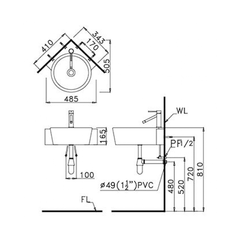 Lavabo Góc Treo Tường Caesar LF5238