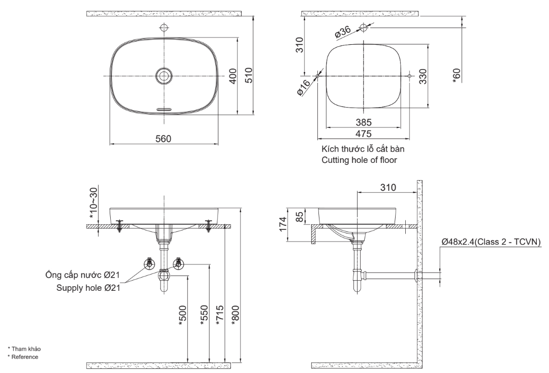 Lavabo INAX AL-642V Đặt Bàn (KT 560x400mm)