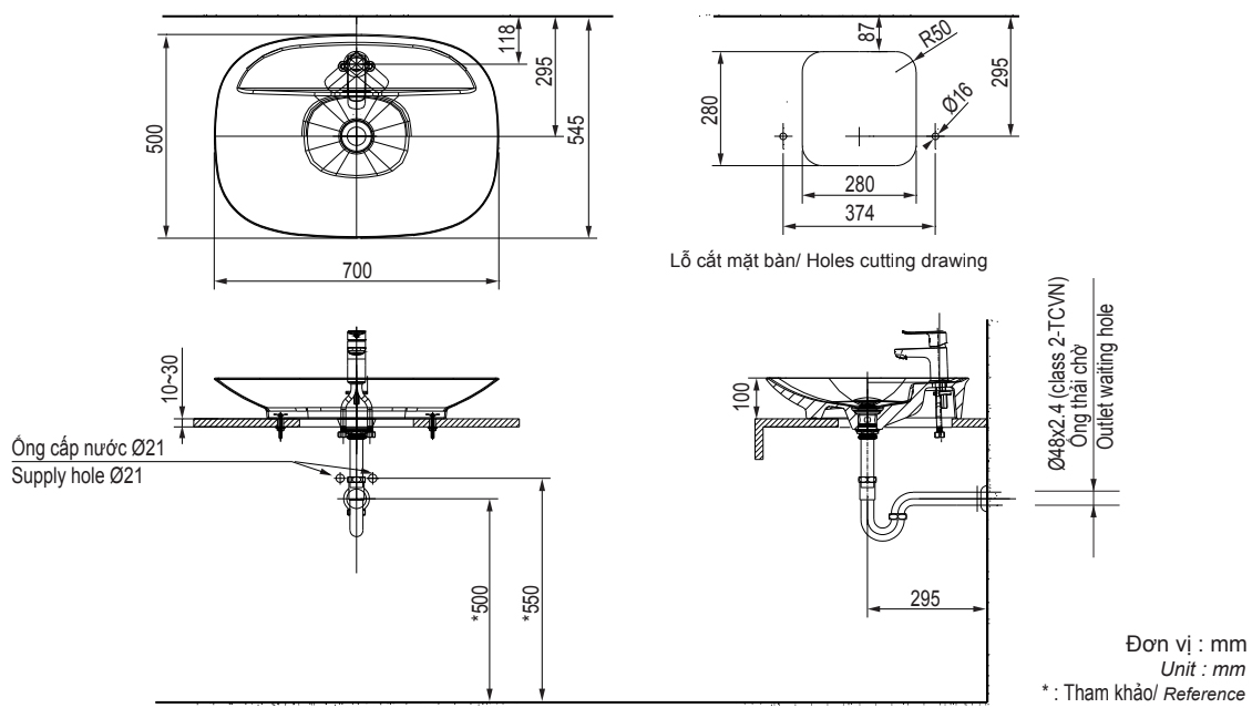 Lavabo Đặt Bàn Inax AL-S640V