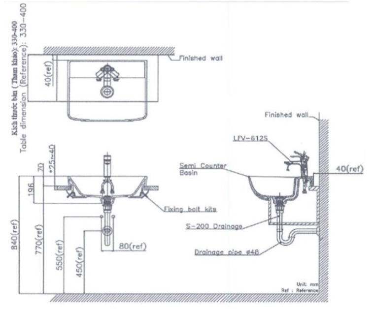 Lavabo Bán Âm Bàn Inax L-345V