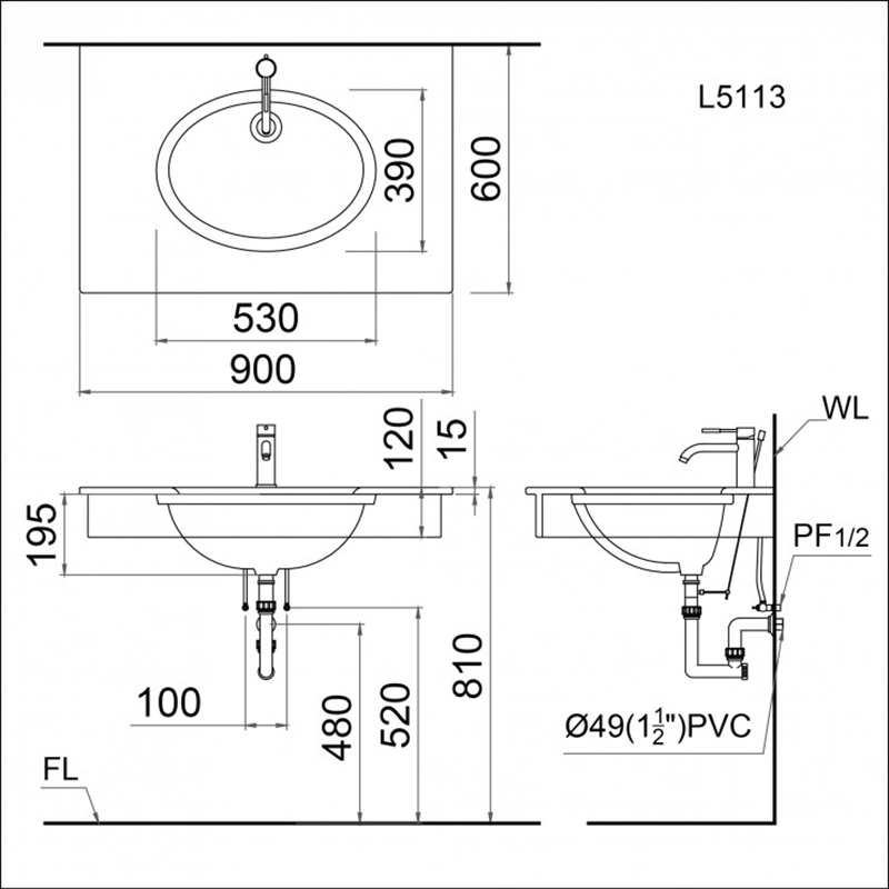 Lavabo Âm Bàn Caesar L5113