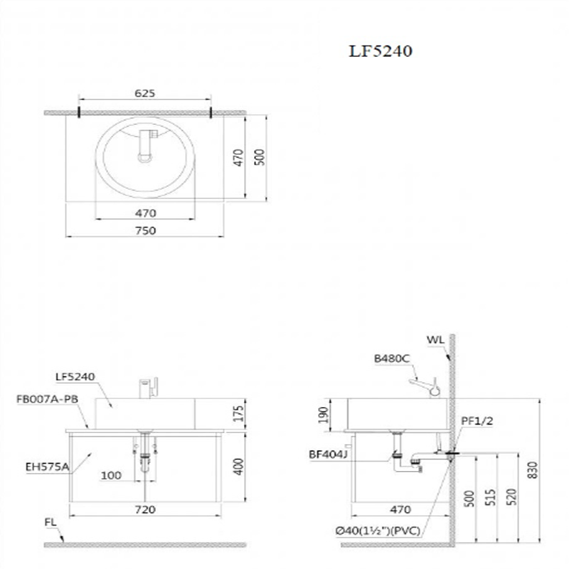 Lavabo Đặt Bàn Caesar LF5240