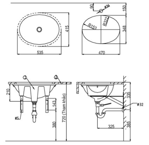 Lavabo Âm Bàn Inax AL-2293V