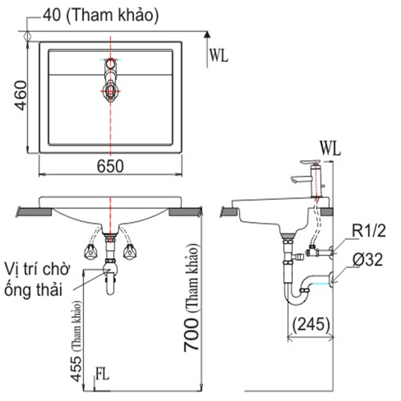 Lavabo Dương Bàn Inax AL-2397V