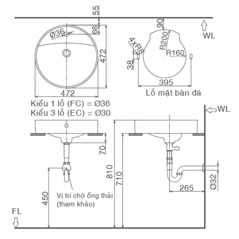 Lavabo Đặt Bàn Inax AL-294V