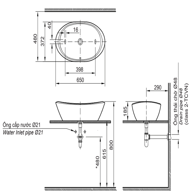 Lavabo Đặt Bàn Inax AL-465V