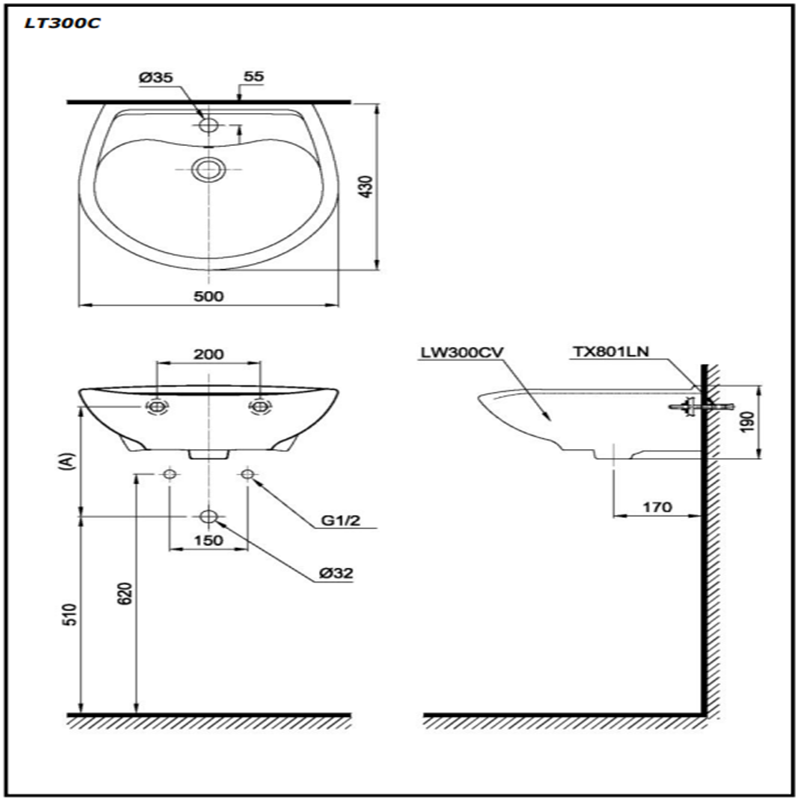 Lavabo Treo Tường Toto LT300C