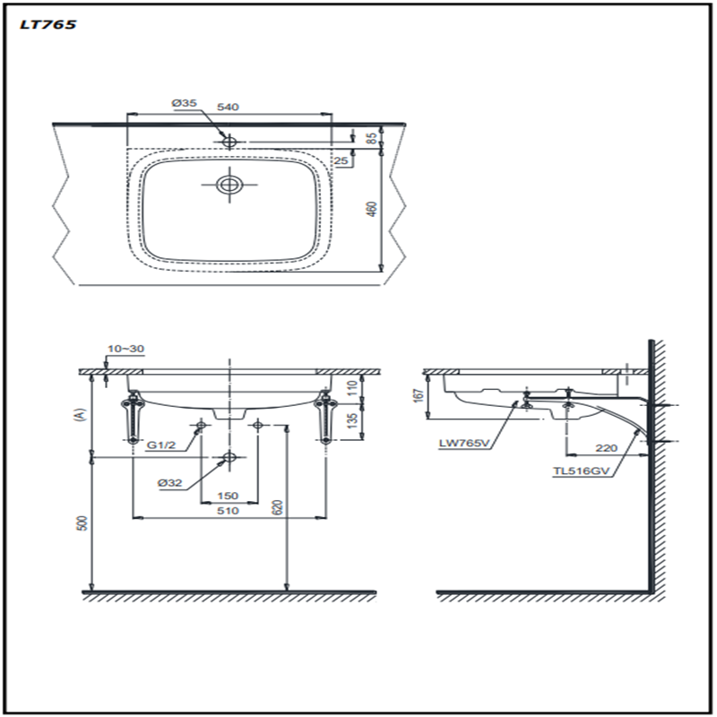 Lavabo Âm Bàn Toto LT765