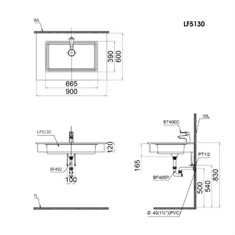 Lavabo Âm Bàn Caesar LF5130