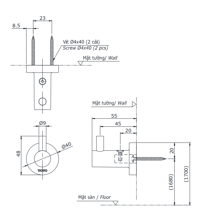 Móc Áo Toto YRH406V