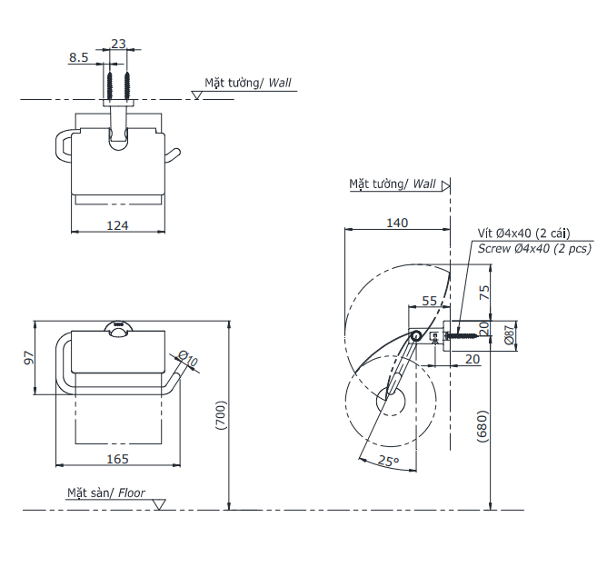 Móc Giấy Vệ Sinh Toto YH406RV