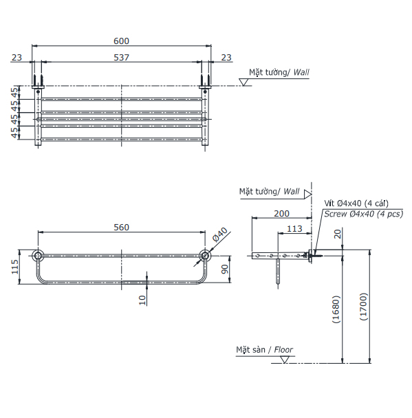 Thanh Treo Khăn 2 Tầng ToTo YTS406BV