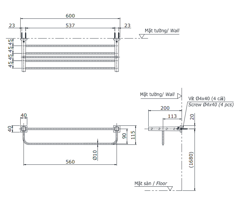 Thanh Treo Khăn 2 Tầng ToTo YTS408BV