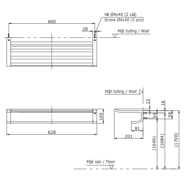 Thanh Treo Khăn 2 Tầng ToTo YTS903BV