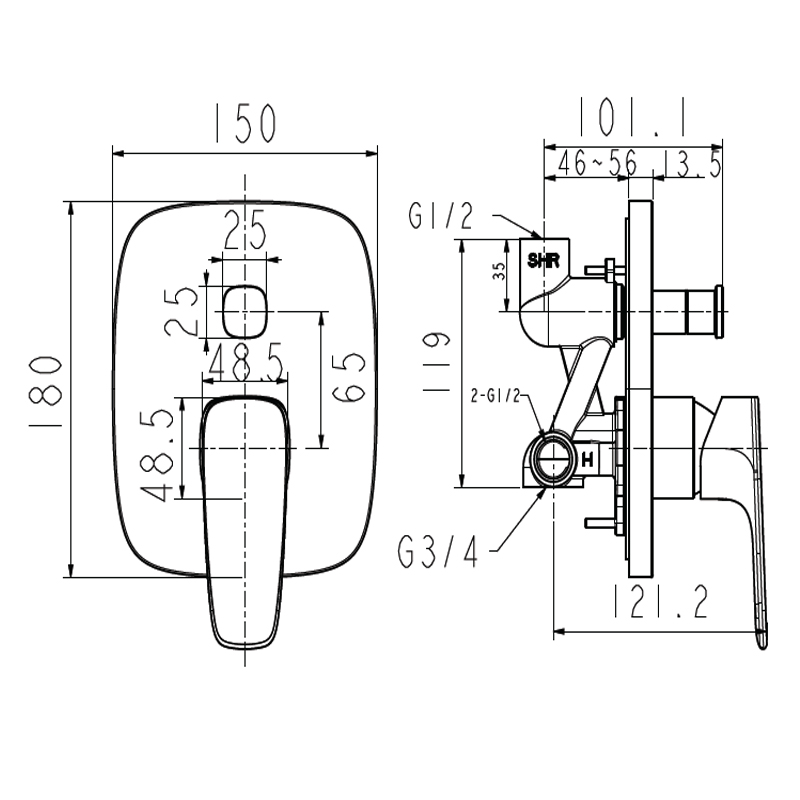 Vòi Sen Âm Tường American Standard WF-1721