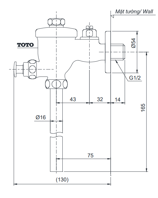 Van Xả Tiểu Nam Kiểu Nhấn Toto DU601N