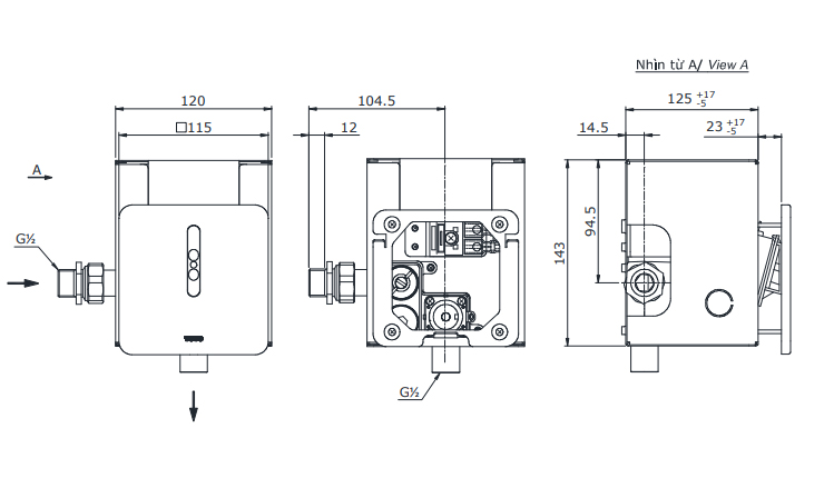 Van Xả Tiểu Nam Cảm Ứng Toto DUE126UE