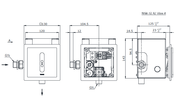 Van Xả Tiểu Nam Cảm Ứng Toto DUE126UPE