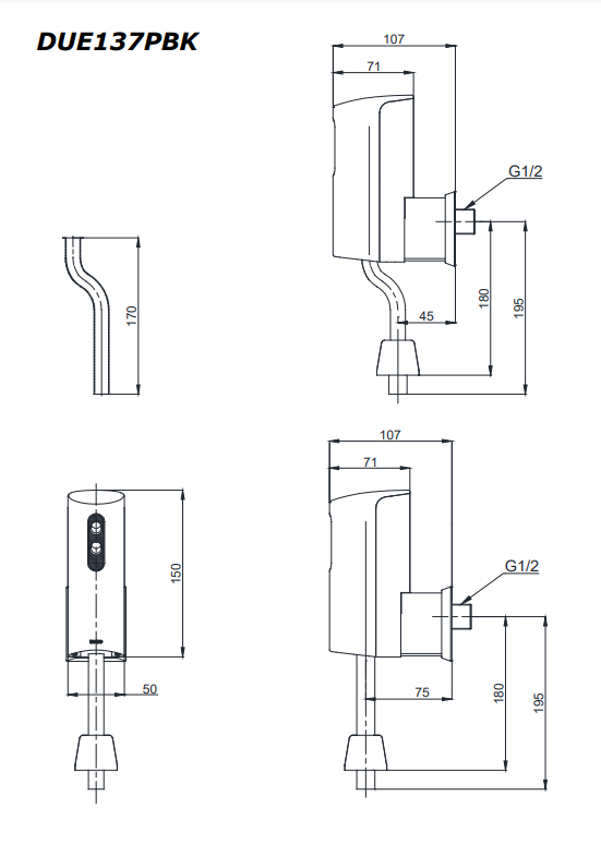 Van Xả Tiểu Nam Cảm Ứng Toto DUE137PBK
