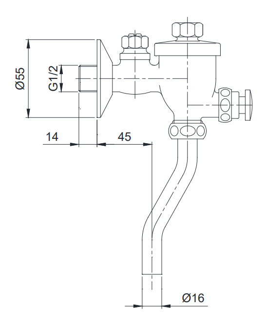 Van Xả Tiểu Nam Kiểu Nhấn Toto T60S