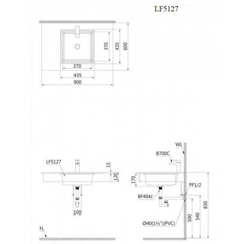 Lavabo Âm Bàn Caesar LF5127
