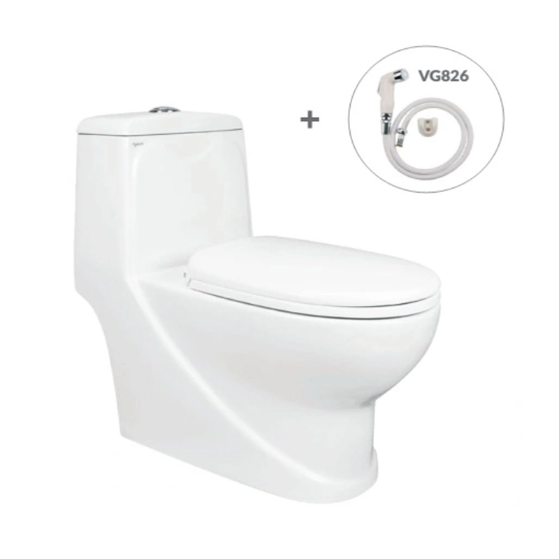 Bồn Cầu Viglacera 1 Khối V38 Kèm Vòi Xịt VG826