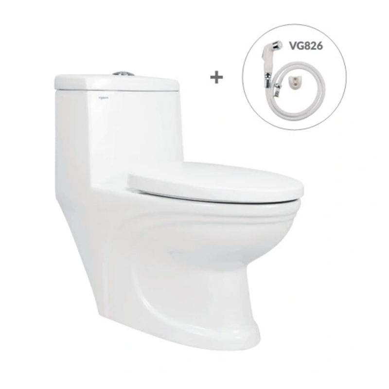 Bồn Cầu Viglacera 1 Khối V39 Kèm Vòi Xịt VG826