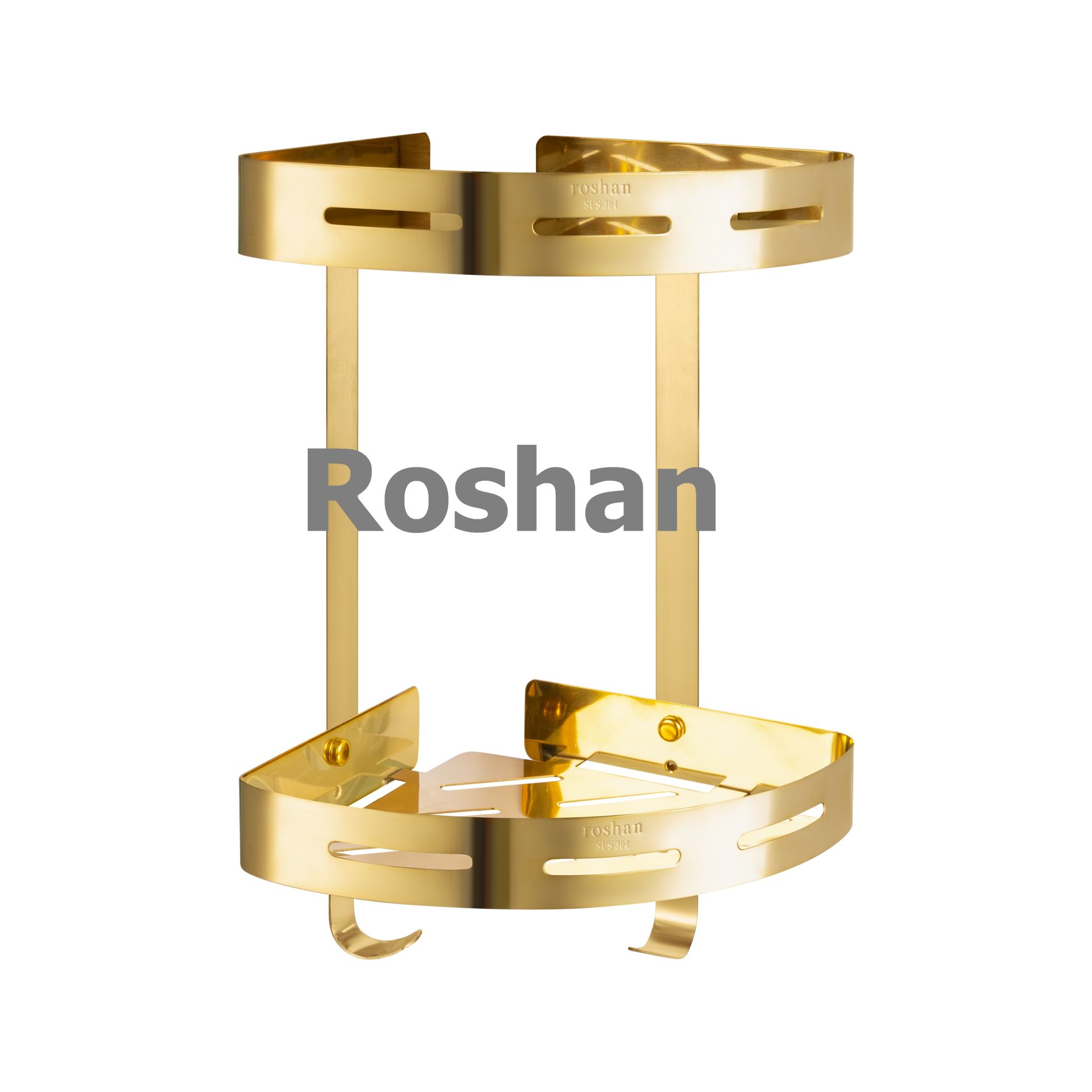 Kệ góc tấm 2 tầng 1.0mm vàng Roshan Premium Gold RKTT02G